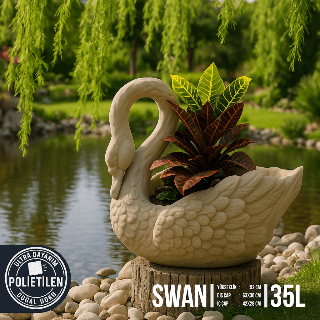 SWAN | Kuğu Formlu Dekoratif Saksı (35 Litre)